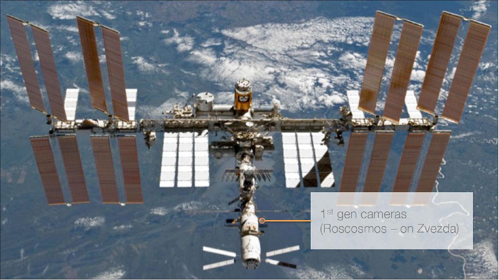 Figure 5: Location of the first-generation cameras on the Russian Segment of the ISS (image credit: UrtheCast) 15)