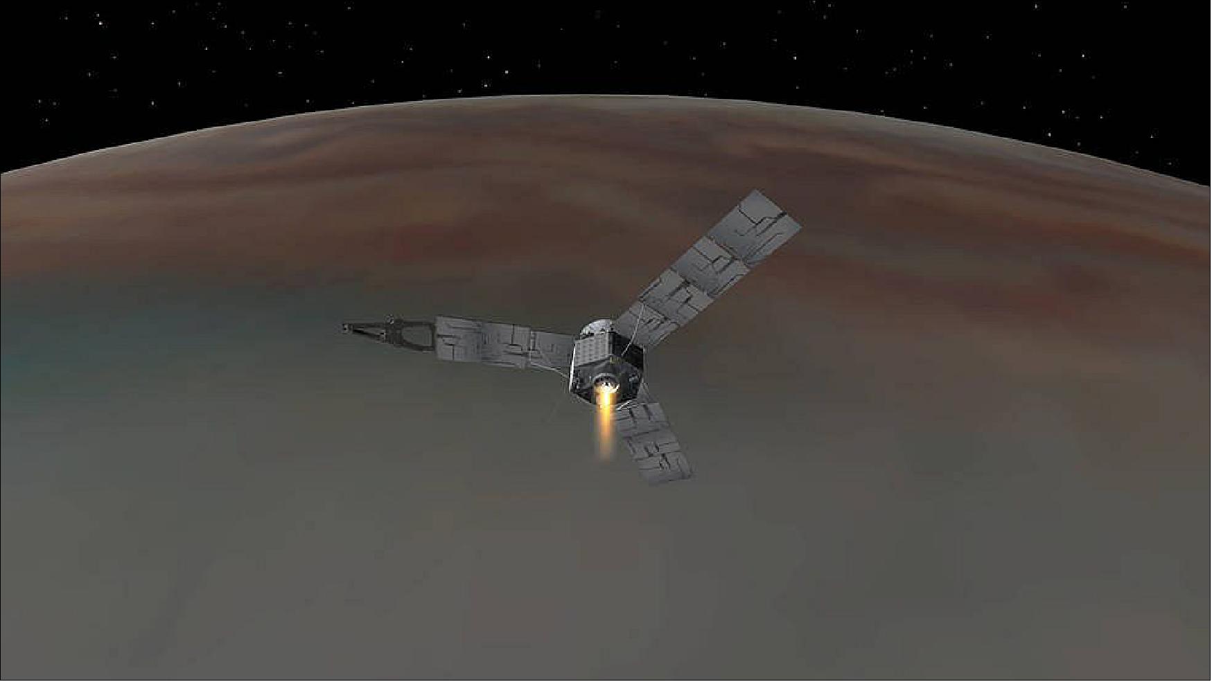 Figure 50: This illustration depicts NASA's Juno spacecraft successfully entering Jupiter's orbit (image credit: NASA/JPL-Caltech)