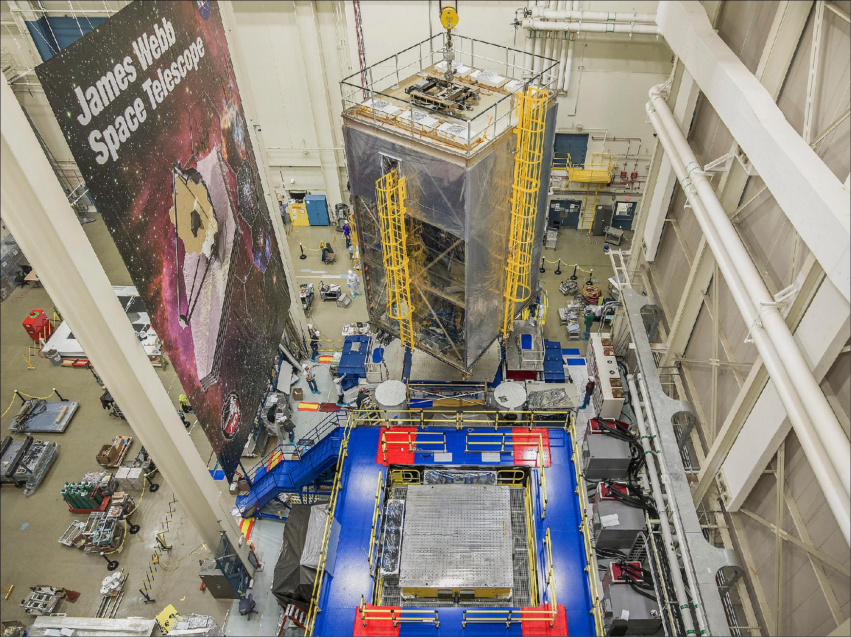 Figure 55: NASA engineers and technicians perform vibration testing on the James Webb Space Telescope (image credit: NASA, Chris Gunn)