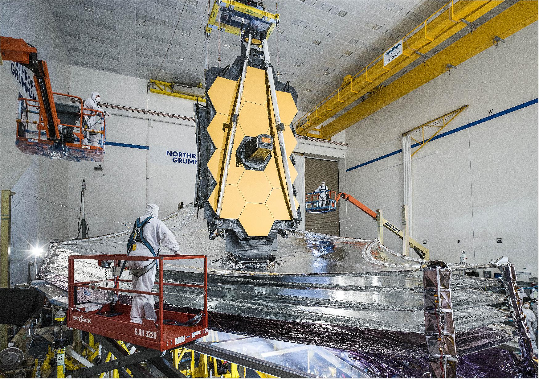Figure 27: The James Webb Space Telescope's final tests are underway with the successful completion of its last sunshield deployment test, which occurred at Northrop Grumman in Redondo Beach, California (image credit: NASA/Chris Gunn)