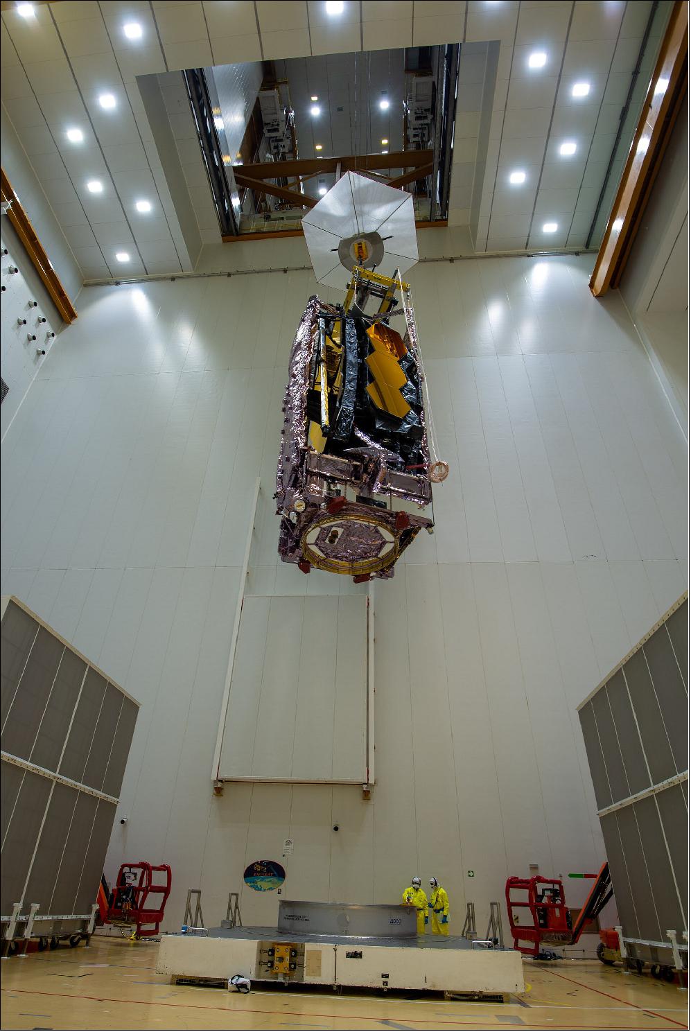 Figure 3: This whole process was performed under strict safety and cleanliness regulations, as it was one of the most delicate operations during the entire launch campaign for Webb (image credit: ESA-Manuel Pedoussaut)