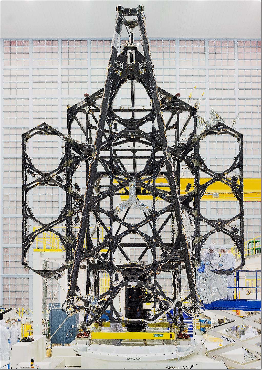 Figure 63: Engineers successfully completed two deployments for the James Webb Space Telescope's "wings" or side portions of the backplane structure that fold up (image credit: NASA)