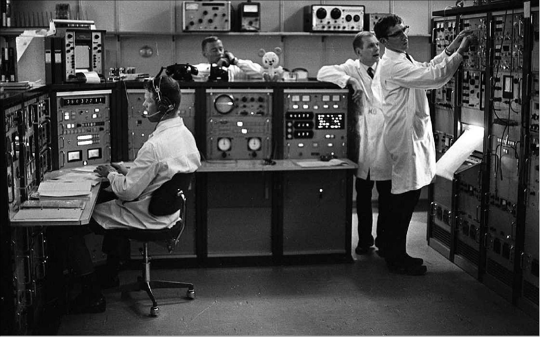 Figure 12: On May 17, 1968, the team at Tromsø Telemetry Station was able to celebrate that the first support of a satellite launch from the new station in Tromsø was successful. Extensive preparations had paid off - the satellite was in orbit (image credit: KSAT)
