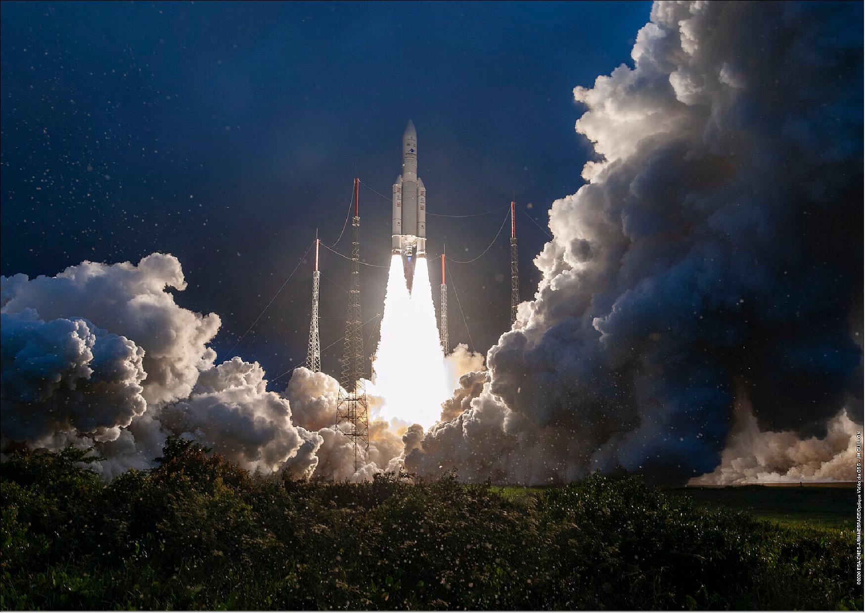 Figure 5: Ariane 5 flight VA251 lifted off from Europe's Spaceport in French Guiana and delivered two telecom satellites, Konnect and GSAT-30, into their planned orbits (image credit: ESA/CNES/Arianespace - Optique Vidéo du CSG)
