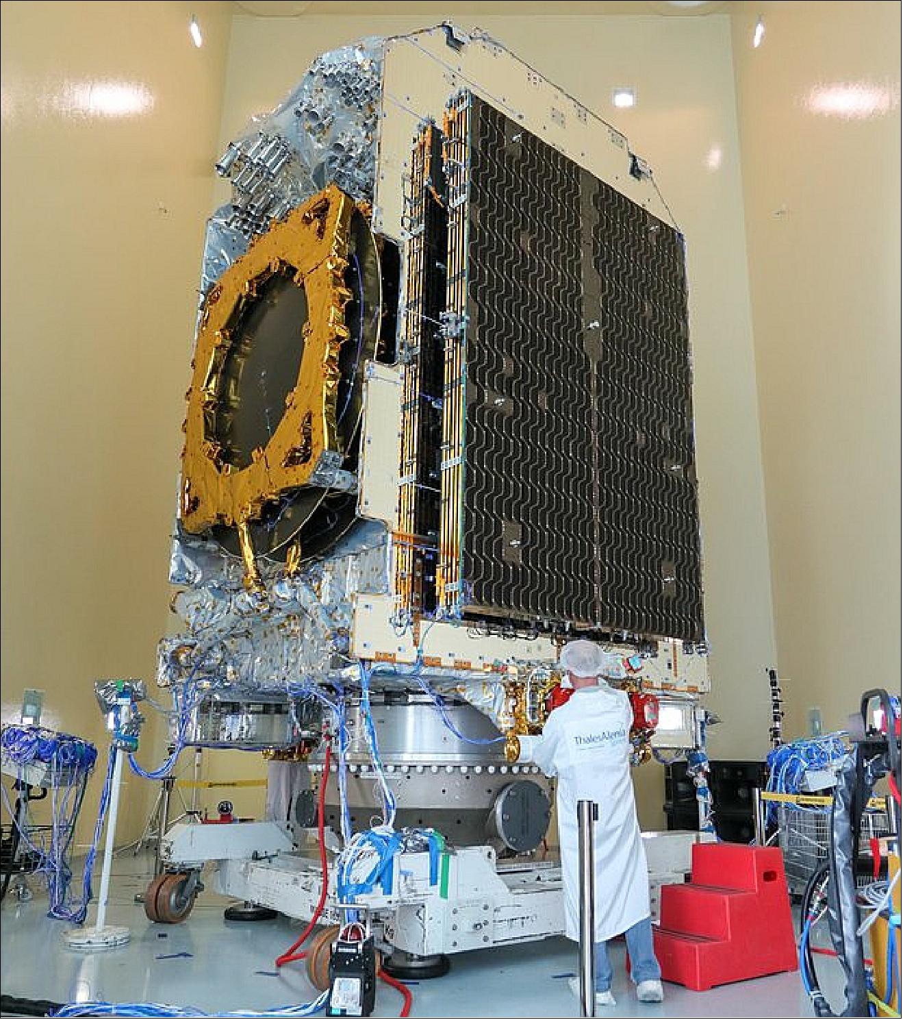 Figure 1: Photo of the Konnect satellite in the acoustic chamber (image credit: Thales Alenia Space)