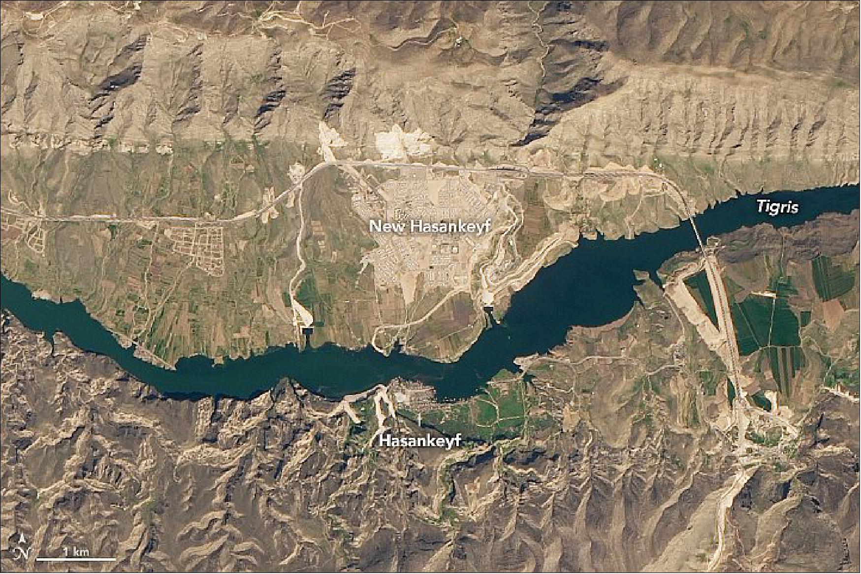 Figure 110: This natural-color image of OLI on Landsat-8 shows Hasankeyf on 12 March 2020 (image credit: NASA Earth Observatory and data from the USGS)