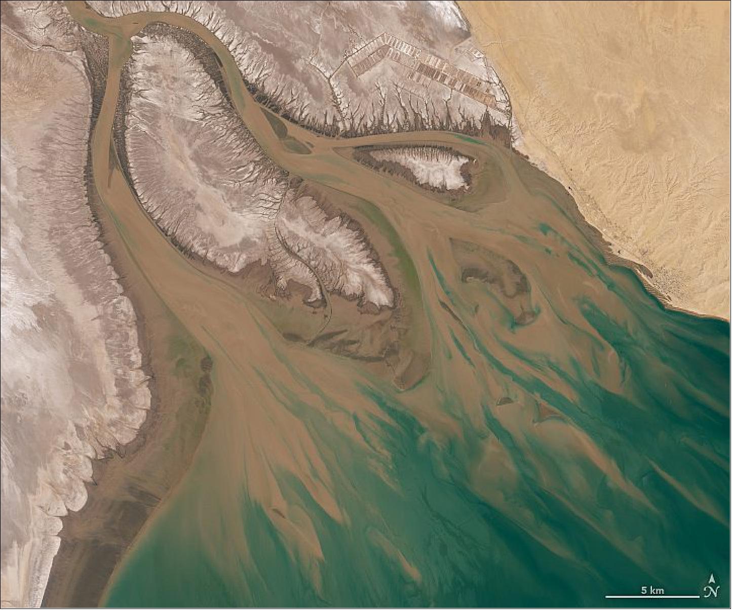 Figure 73: Detail image of Colorado River Delta emptying into the Gulf of California, also known as the Sea of Cortez (image credit: NASA Earth Observatory)