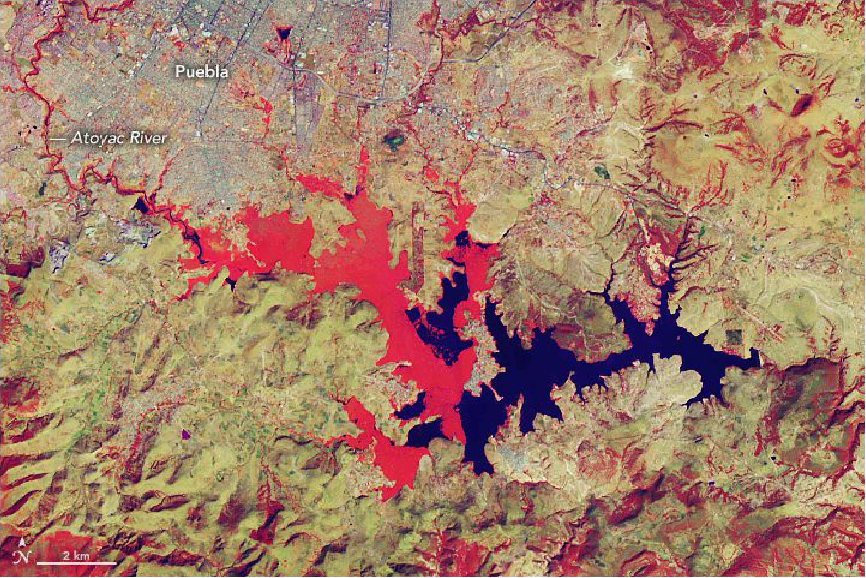 Figure 42: OLI false-color image on Landsat-8, acquired on 9 January 2020 (image credit: NASA Earth Observatory)