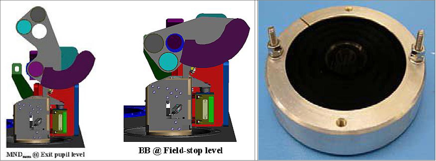 Figure 29: Illustration of the two calibration configuration of the mechanism (VNIR and IR), and blackbody breadboard (image credit: Thales-SESO)
