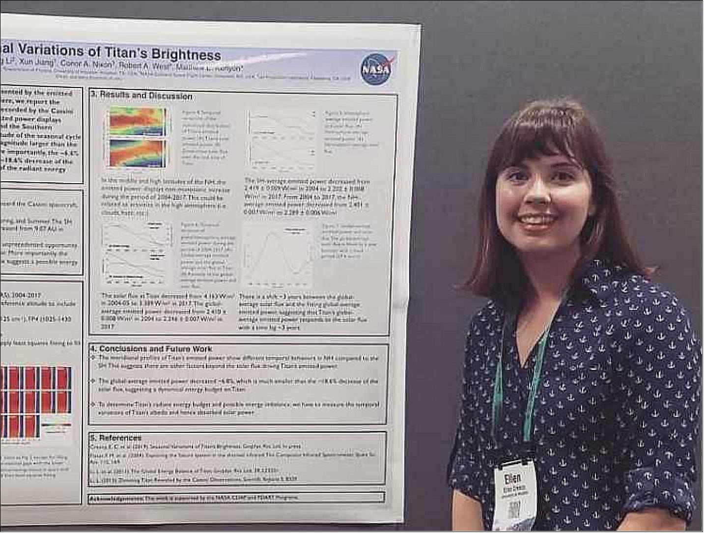 Figure 2: Ellen Creecy and the research team compared four Martian years of data on orbits and temperatures with reports of conditions from NASA missions to the planet, including two rovers still on site. Their findings are newly published in the journal Proceedings of the National Academy of Sciences (PNAS). Creecy, pictured above at a previous conference, is the journal article’s lead author (image credit: University of Houston)