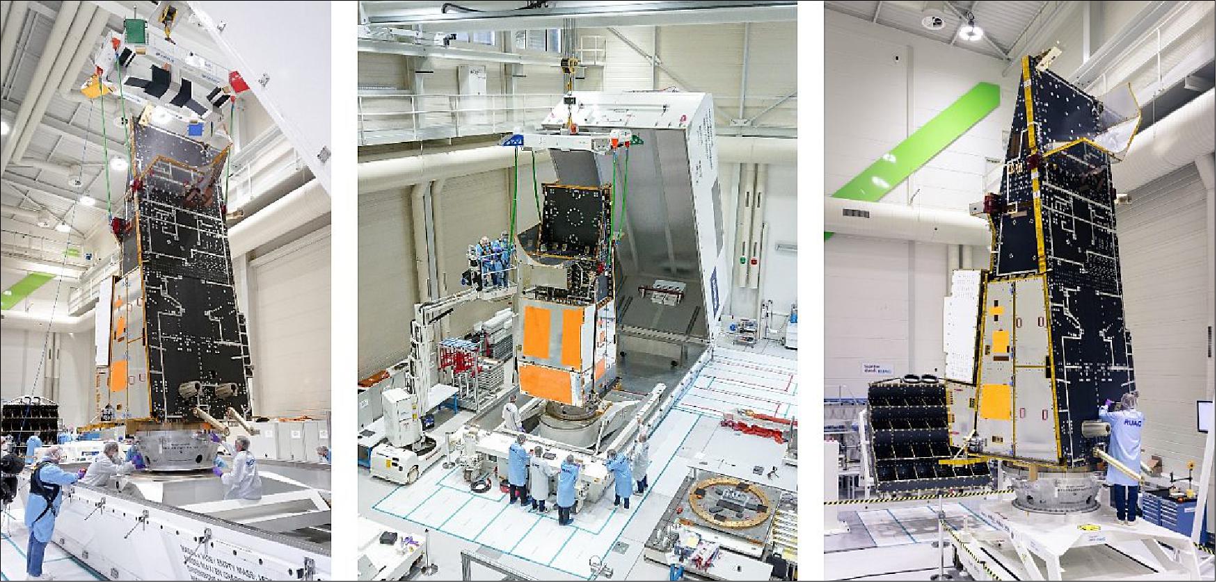Figure 6: The MetOp-SG satellite structure is loaded into the transport container in Zurich Seebach (image credit: RUAG)