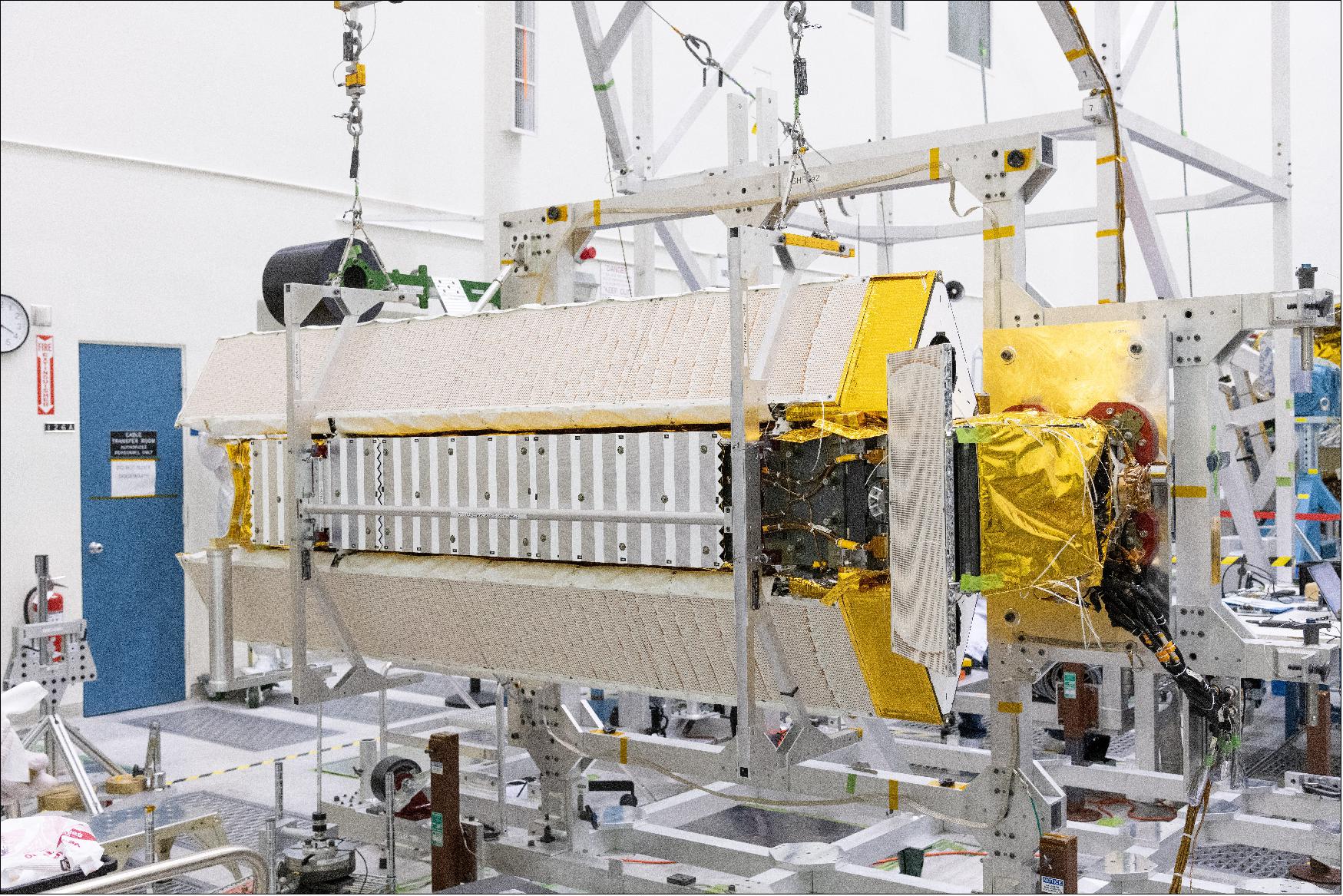 Figure 2: Part of the SWOT satellite’s science instrument payload sits in a clean room at NASA’s Jet Propulsion Laboratory during assembly. By measuring the height of the water in the planet's ocean, lakes, and rivers, researchers can track the volume and location of the finite resource around the world (image credit: NASA/JPL-Caltech)
