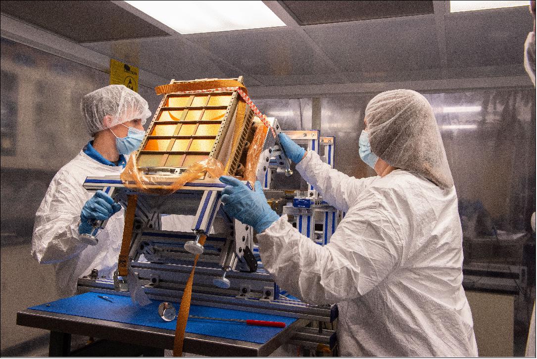 Figure 7: Engineers prepare NEA Scout for integration and shipping at NASA’s Marshall Space Flight Center (MSFC) in Huntsville, Alabama (image credit: NASA)