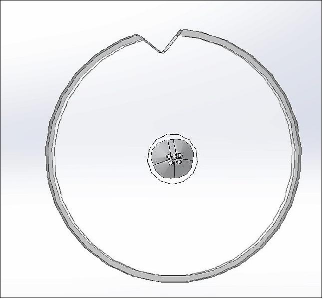 Figure 14: F. Silica puck from Femtoprint. It shows the 5 bore holes for the 3 HR and 2 HE fibers, along with their conical inserts to ease the process of fiber insertion (image credit: PSU)