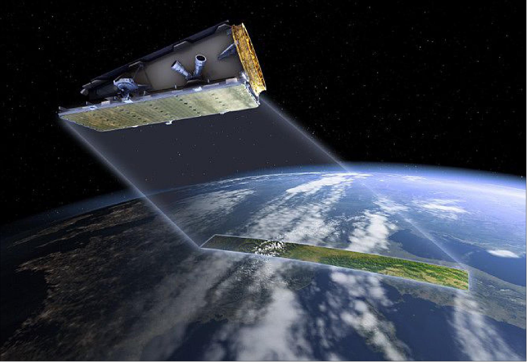 Figure 4: Artist's rendition of the NovaSAR radar platform in orbit (image credit: SSTL)
