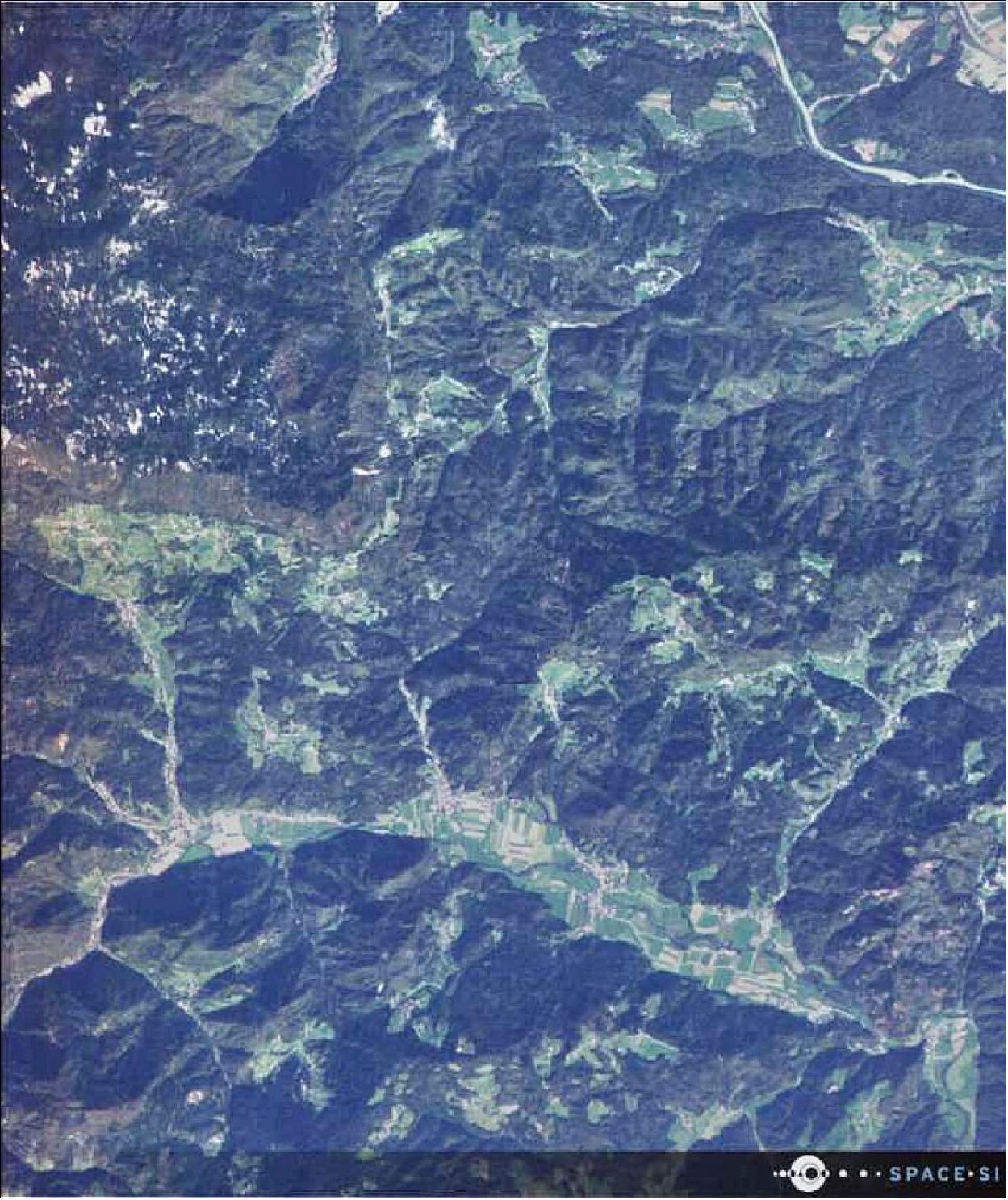 Figure 16: Multispectral image captured over Slovenia during commissioning phase of NEMO-HD which was launched September 2, 2020 (image credit: Space-SI)