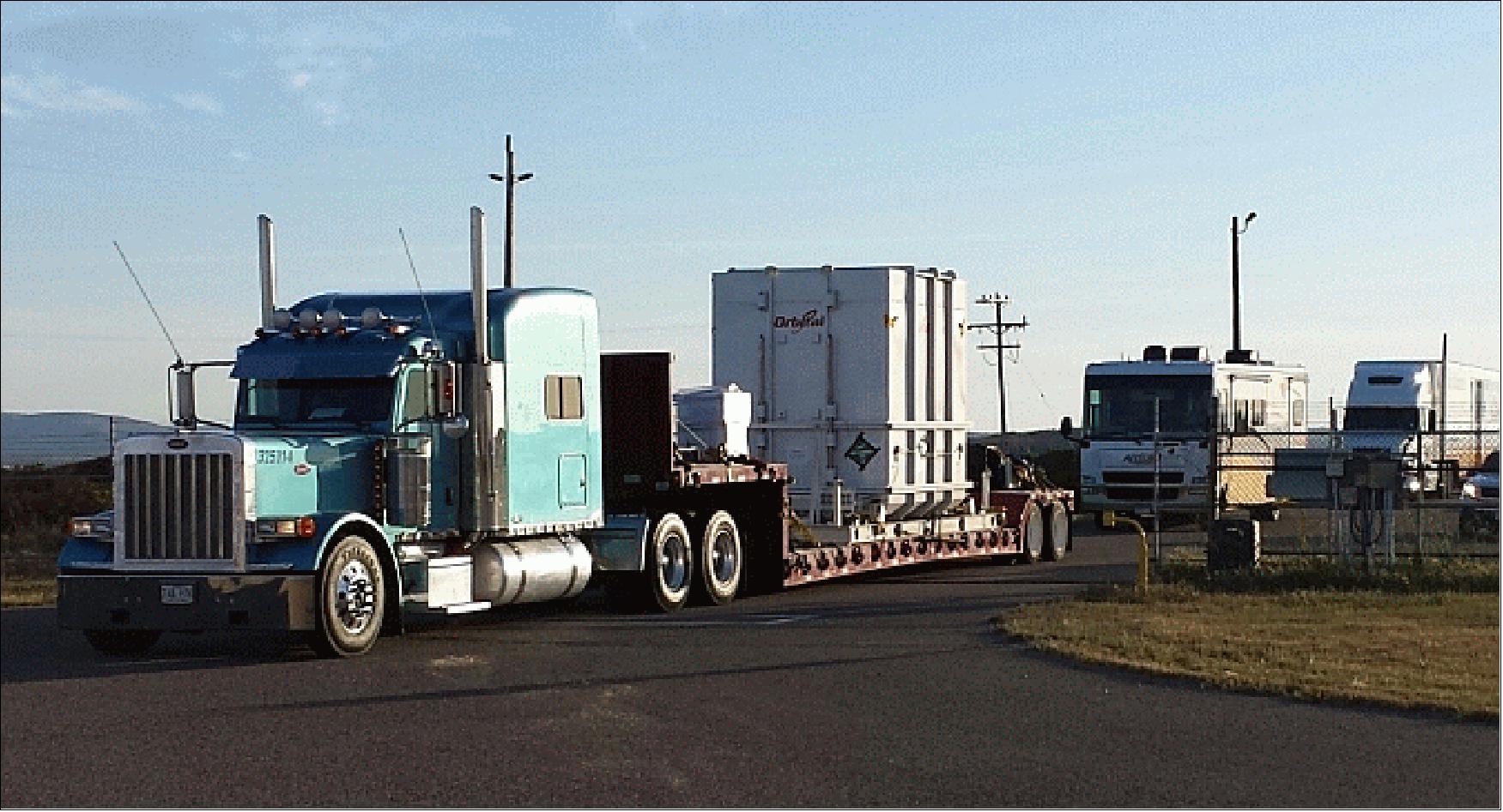 Figure 9: A truck convoy carrying NASA's Orbiting Carbon Observatory-2 spacecraft arrives at VAFB, CA (image credit: NASA)