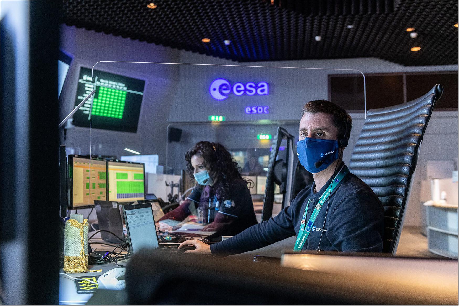 Figure 30: Inside ESA mission control during Sentinel-6 launch, 21 November 2020 (image credit: ESA)