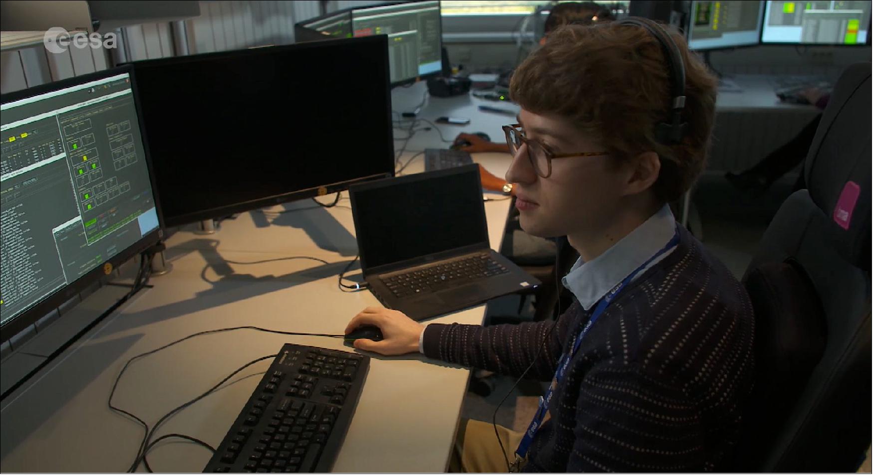 Figure 24: Tom Mladenov in the control room (image credit: ESA)