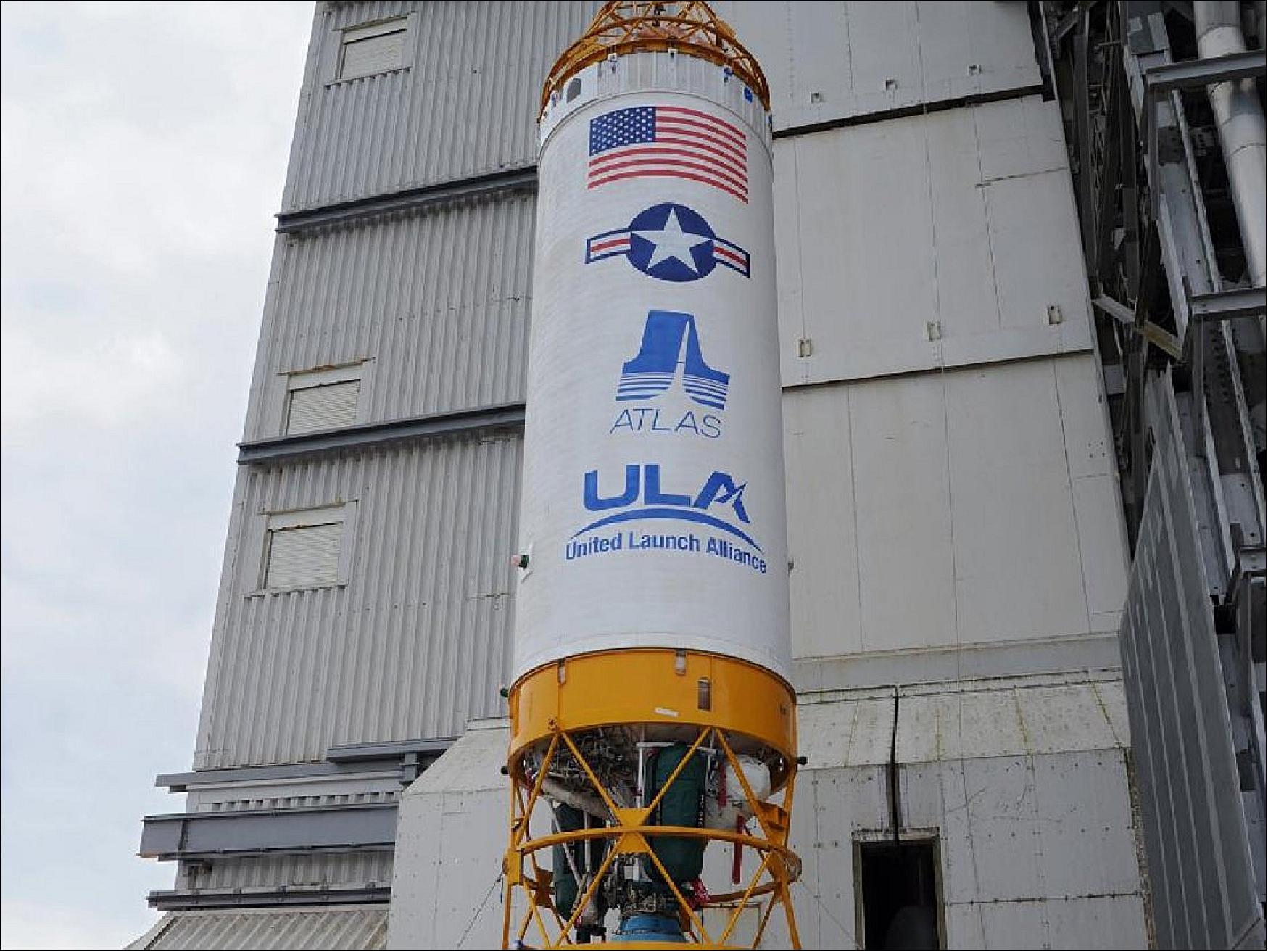 Figure 39: Sample image of the Atlas V Centaur upper stage. A Centaur upper stage is lifted onto the first stage booster of a United Launch Alliance Atlas V (image credit: NASA / Roy Allison)