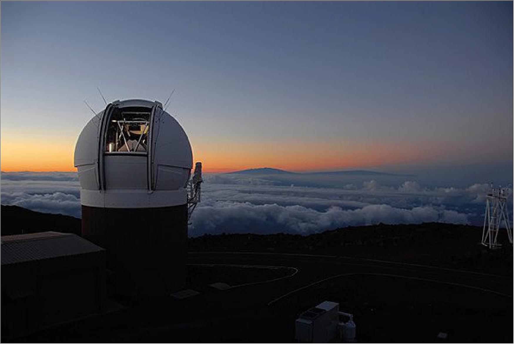 Figure 7: The Pan-STARRS Observatories watch for asteroids, supernovas and other transient objects from the island of Maui (photo credit: Rob Ratkowski/Institute for Astronomy)