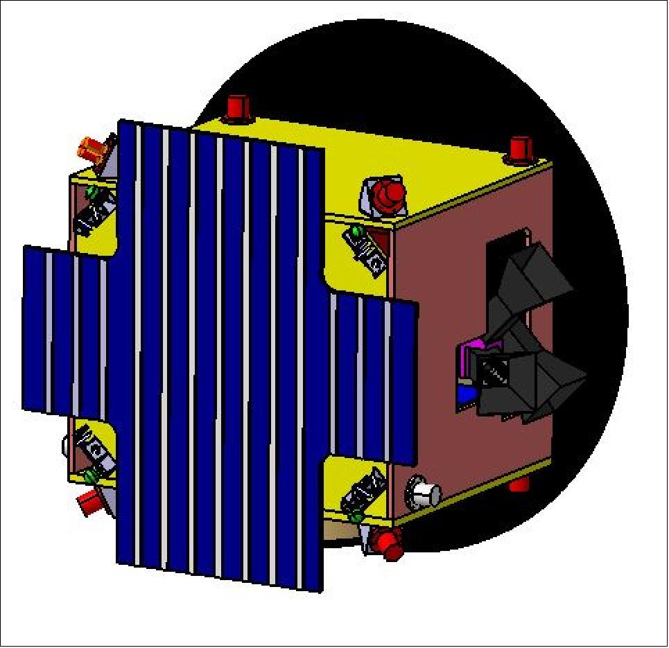 Figure 22: View of the Occulter spacecraft with cross shaped solar array and a circular occulting disk (image credit: OHB Sweden)