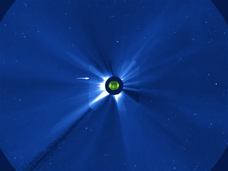 Figure 5: Parker Solar Probe has made new observations of energetic particles — like those seen here impacting a detector on ESA and NASA's SOHO (Solar and Heliospheric Observatory) — which will help scientists better understand how these events are accelerated (image credit: ESA/NASA/SOHO)