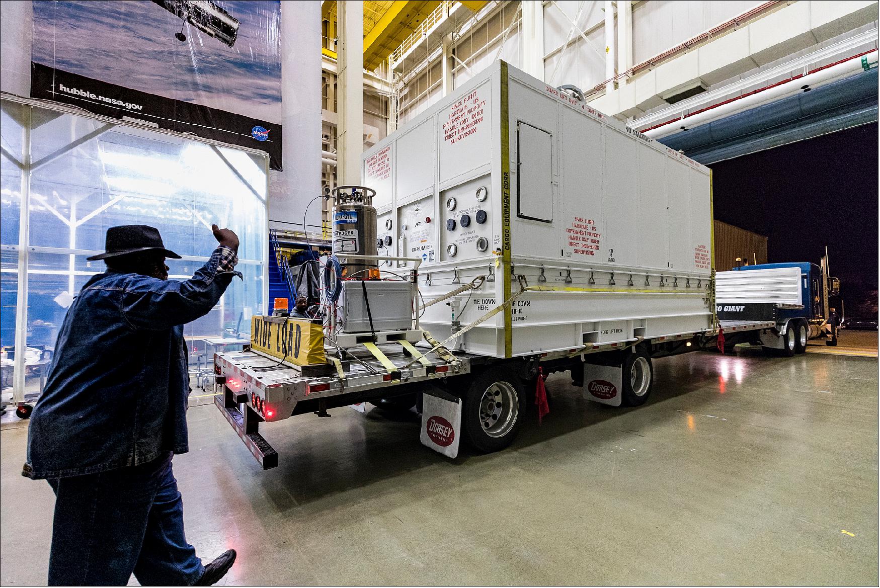 Figure 129: Parker Solar Probe arrives at the integration and testing facility at NASA/GSFC in Greenbelt, Maryland (image credit: NASA/JHU/APL, Ed Whitman)