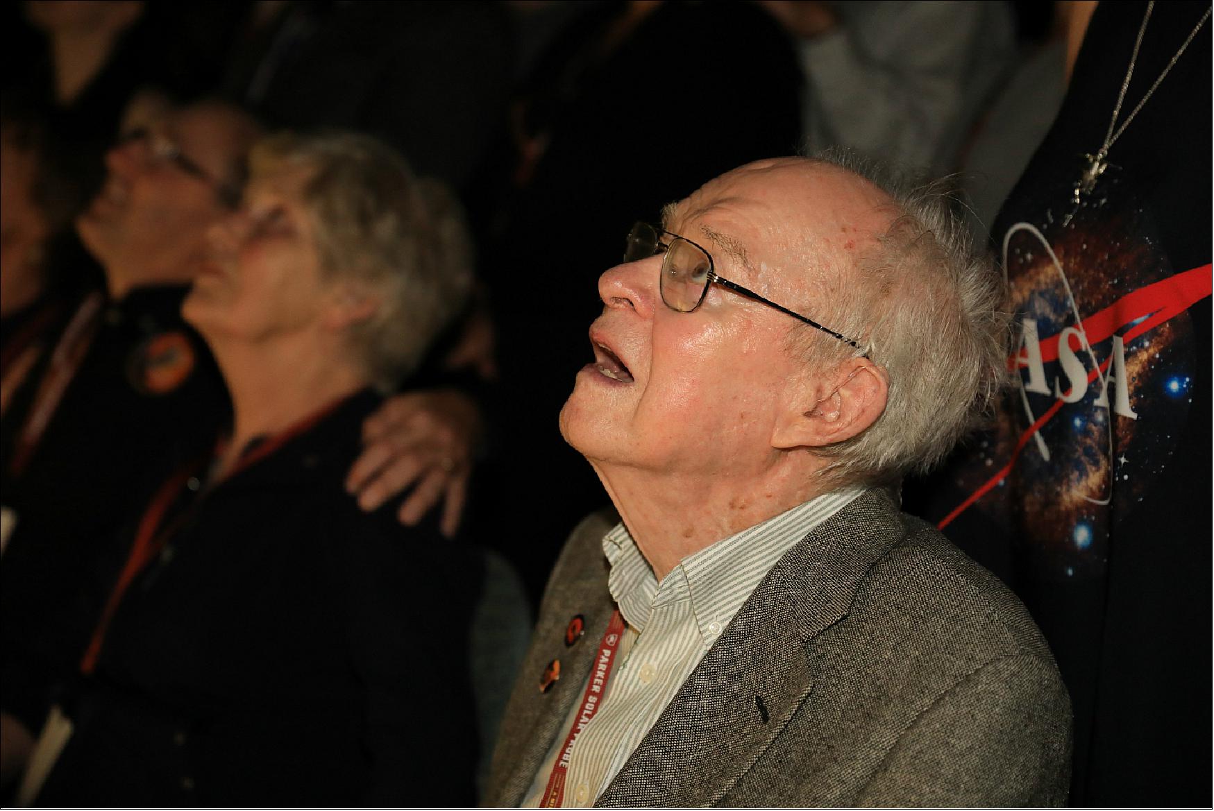 Figure 17: Renowned physicist Eugene Parker (at 91) watches the launch of the spacecraft that bears his name – NASA's Parker Solar Probe – early in the morning on 12 August, 2018, from Launch Complex 37 at Cape Canaveral Air Force Station in Florida (image credit: NASA, Glenn Benson)
