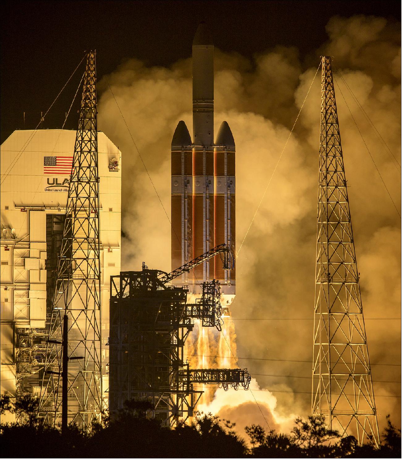 Figure 16: The United Launch Alliance Delta IV Heavy rocket launches NASA's Parker Solar Probe to touch the Sun, Sunday, Aug. 12, 2018, from Launch Complex 37 at Cape Canaveral Air Force Station, Florida. Parker Solar Probe is humanity's first-ever mission into a part of the Sun's atmosphere called the corona. Here it will directly explore solar processes that are key to understanding and forecasting space weather events that can impact life on Earth (image credit: NASA, Bill Ingalls)