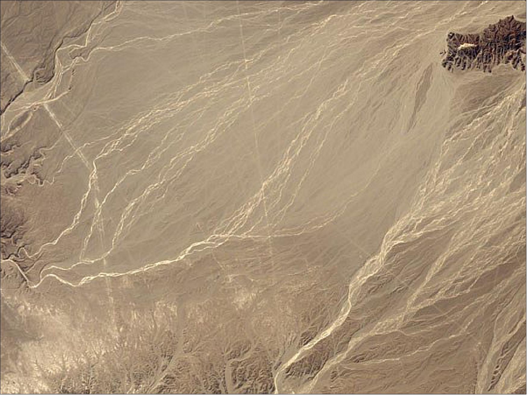 Figure 41: This Flock 1 image, acquired on 8 June 2016, shows the enormous Nazca Lines etched into the arid coastal desert in southern Peru (image credit: Planet Labs) 76)