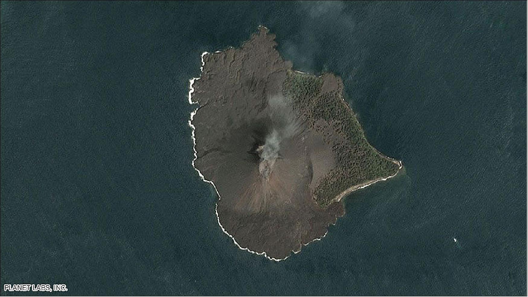Figure 28: Before the event: A Dove image of Anak Krakatau as acquired on 17 December 2018 (image credit: Planet Labs Inc.)