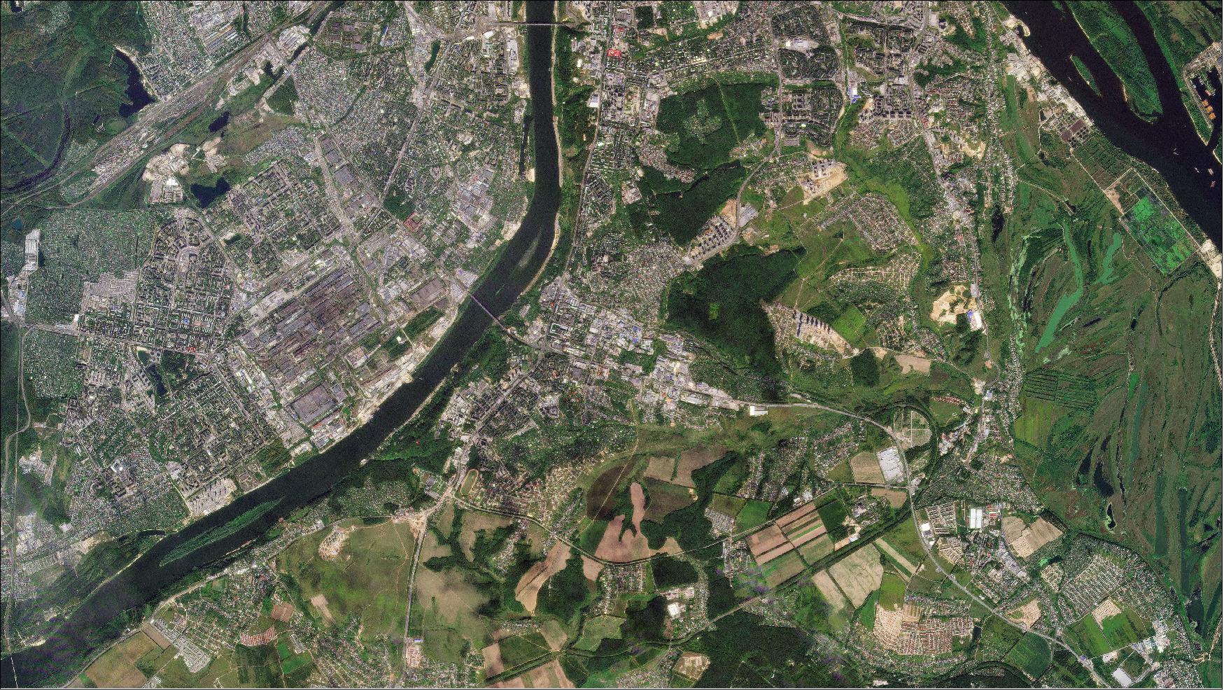 Figure 15: Planet SuperDove first light image of Nizhny Novgorod, Russia © 2020, (image credit: Planet Labs Inc. All Rights Reserved)