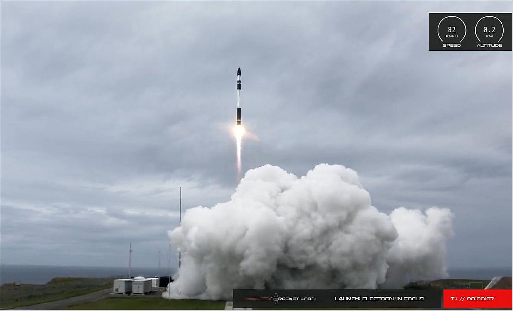 Figure 13: Liftoff of Rocket Lab’s Electron rocket carrying Planet's nine SuperDoves (3U CubeSats) and an experimental microsatellite of Canon Electronics (image credit: Rocket Lab)