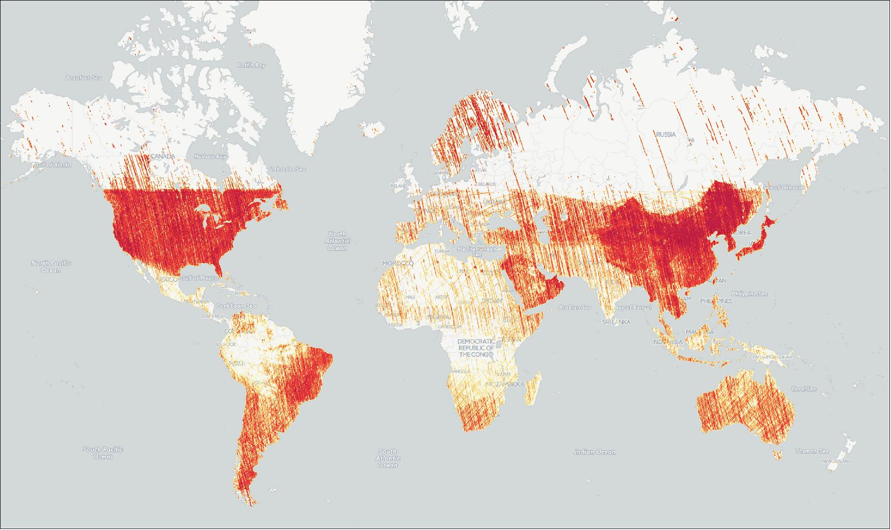 Figure 23: Heat map as of June 2015, showing percent of quad tiles covered by Planet’s imagery (image credit: Planet)