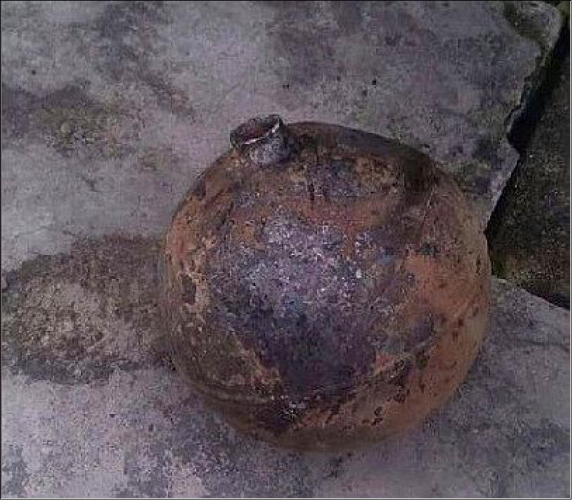 Figure 2: A piece of a re-entering space object found in Indonesia. The sphere measures about 50 cm in diameter and weighs 7.4 kg (image credit: ESA)