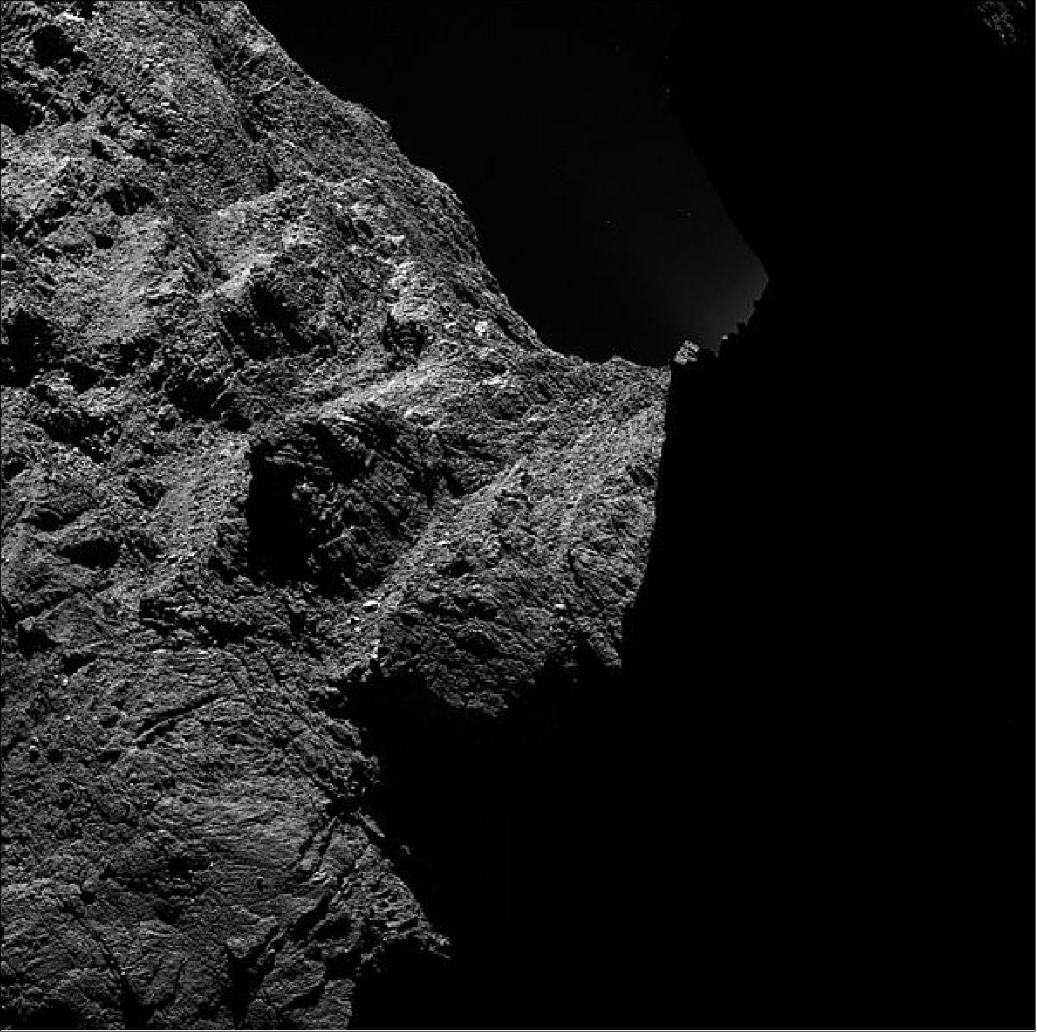 Figure 162: Image of the dark side of Comet 67P/Churyumov-Gerasimenko (image credit: ESA, Rosetta,MPS for OSIRIS Team MPS, UPD, LAM, IAA, SSO, INTA, UPM, DASP, IDA)