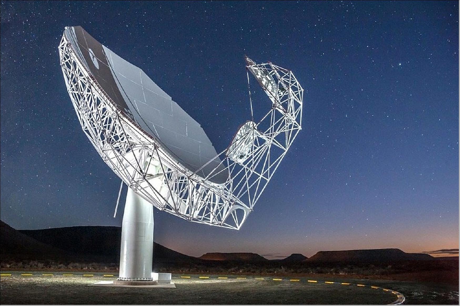 Figure 85: On March 27th 2014, the first General Dynamics-built antenna for the MeerKAT radio telescope was launched in South Africa. When completed, the MeerKAT array will be the largest and most sensitive radio telescope in the southern hemisphere (image credit: SKA South Africa)