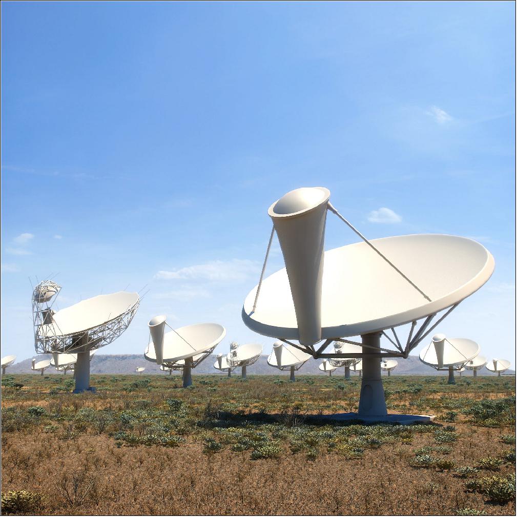 Figure 64: Computer generated image of what the SKA Phase 2 dish antennas will look like in South Africa (image credit: SKA Project Office)