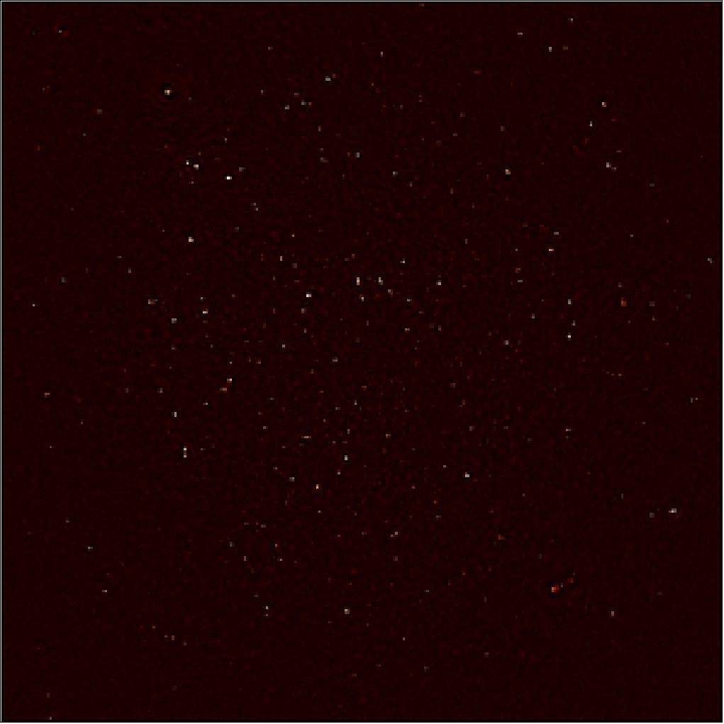 Figure 83: MeerKAT First Light image. Each white dot represents the intensity of radio waves recorded with 16 dishes of the MeerKAT telescope in the Karoo (when completed, MeerKAT will consist of 64 dishes and associated systems). More than 1300 individual objects – galaxies in the distant universe – are seen in this image (image credit: SKA Africa)