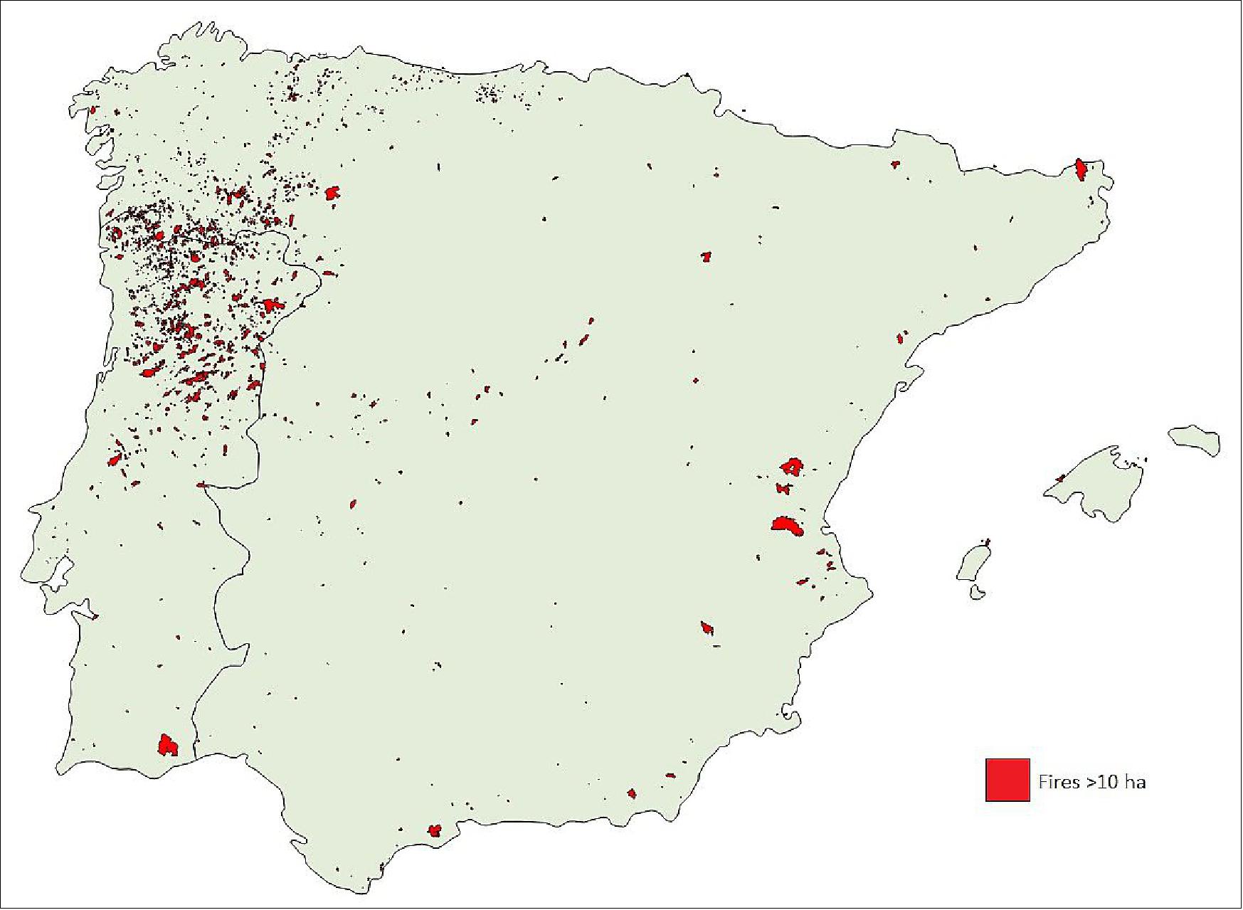 Figure 64: Fires on the Iberian Peninsula in the timeframe 2010-2014 (image credit: Deputació de Barcelona)