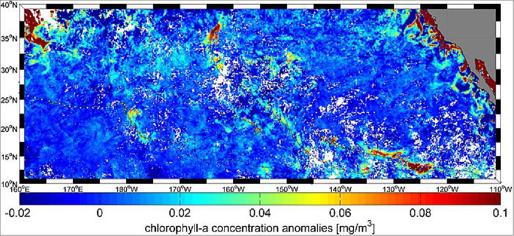 Figure 63: Changes in chlorophyll concentration as shown by SMOS observations (image credit: Ifremer–N. Reul/ESA SMOS+STORM project/NASA/GSFC/OBPG, Ref. 69)