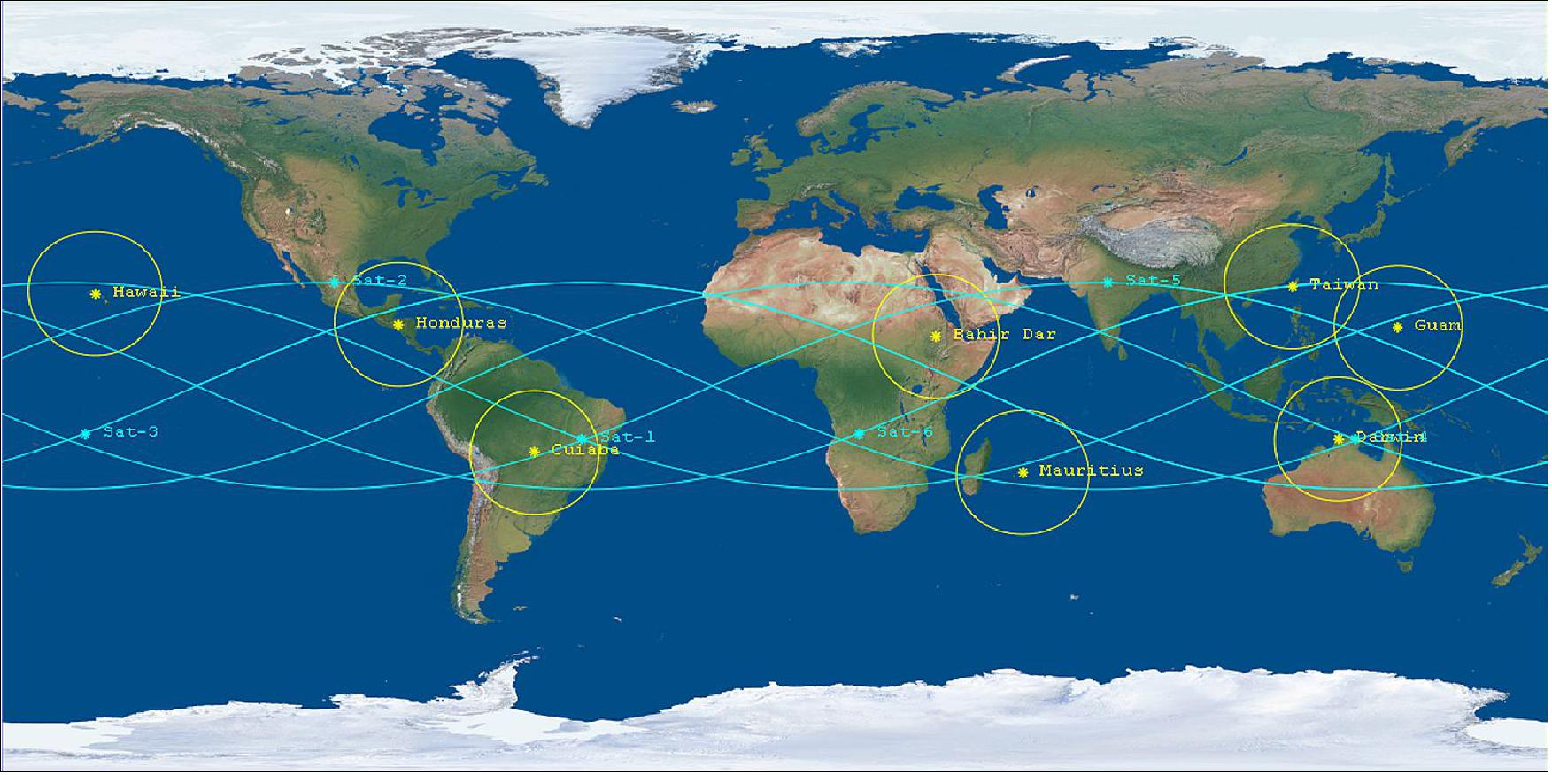 Figure 33: FormoSat-7/ COSMIC-2 candidate sites for 24º orbit data recovery (image credit: NOAA, NARLabs, Ref. 28)