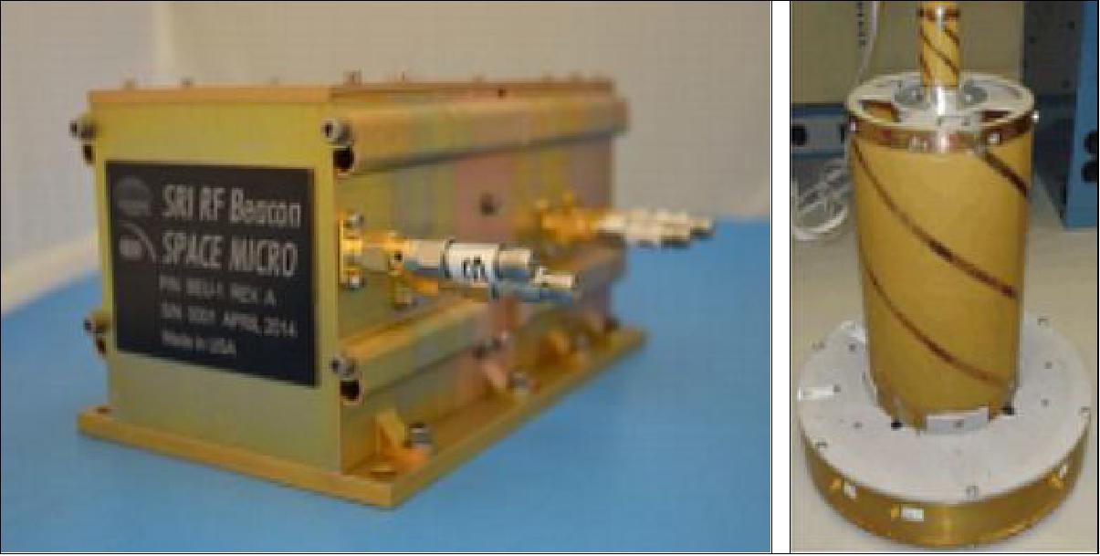 Figure 30: Photo of the RF Beacon Electronics Unit (left) and the Antenna Unit (image credit: NOAA, AFRL)