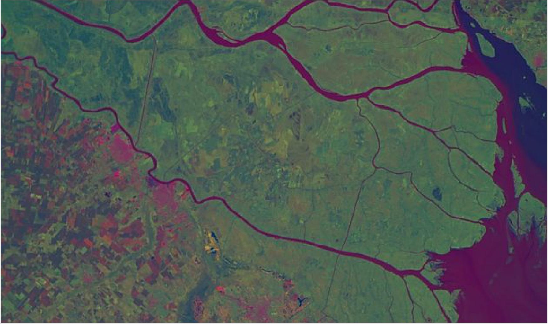 Figure 17: The commercial remote-sensing firm Satellogic captured this hyperspectral view of the countryside surrounding Buenos Aires (image credit: Satellogic)