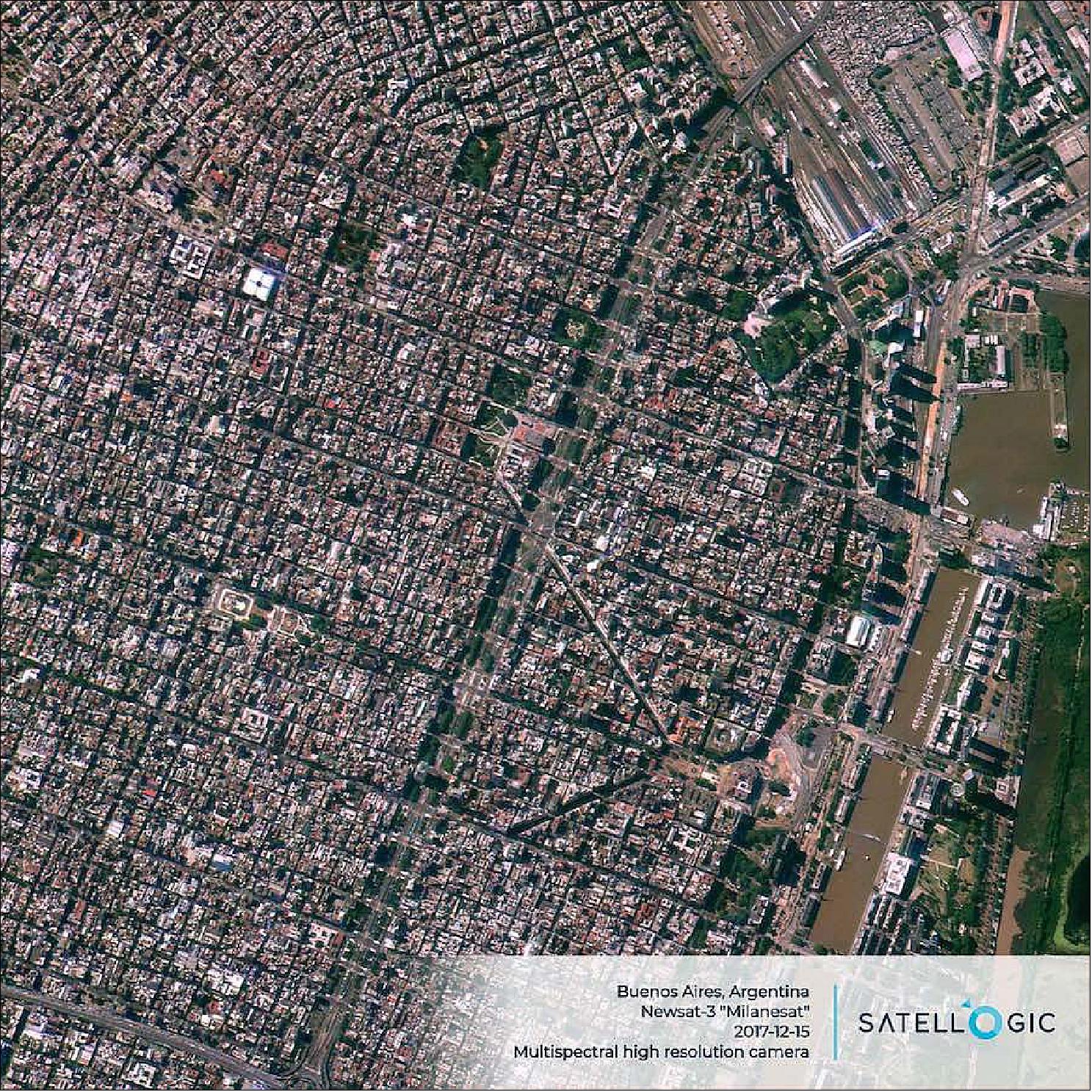 Figure 14: The ÑuSat-3 microsatellite of Satellogic captured this view of Buenos Aires in December 2017 (image credit: Satellogic)