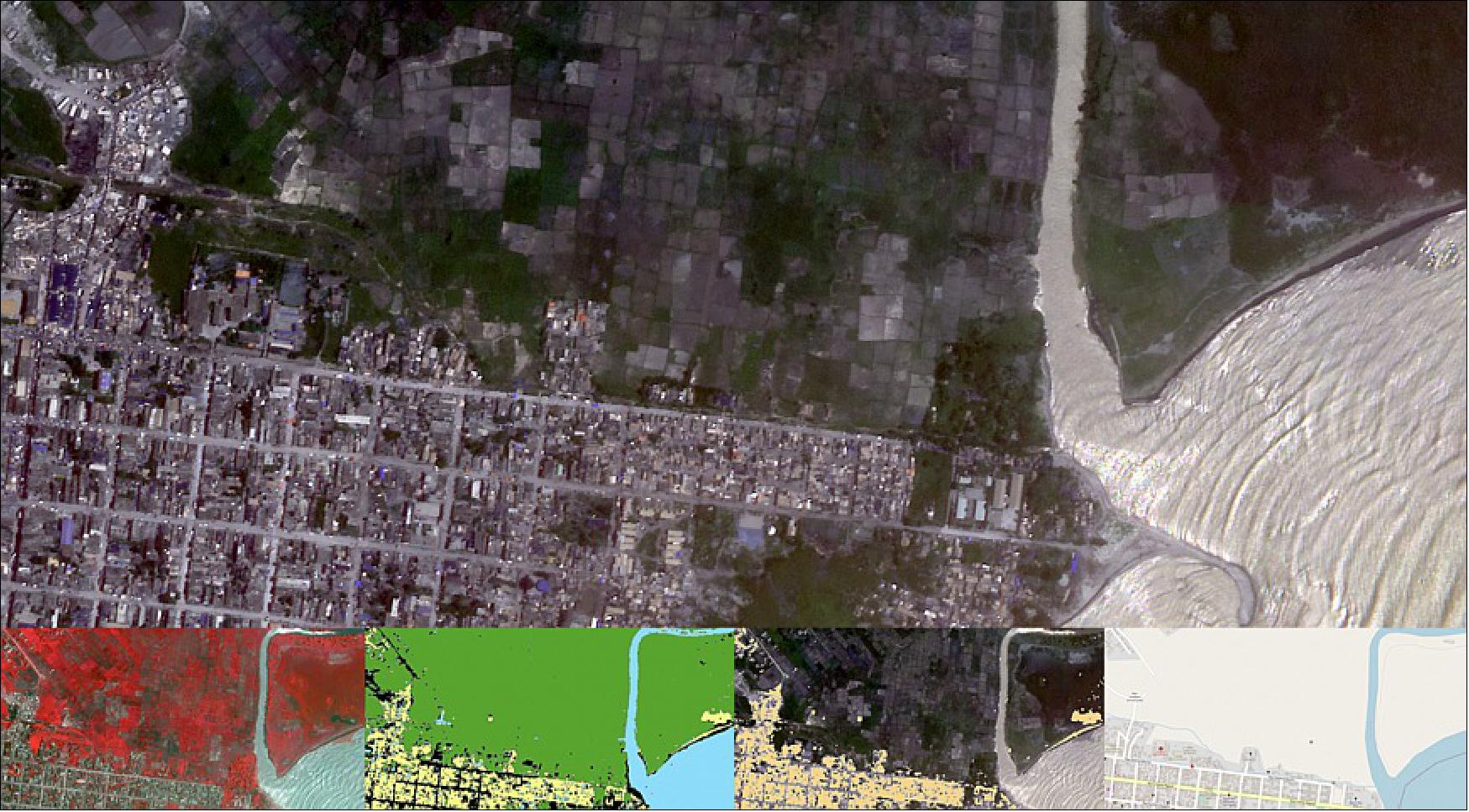 Figure 6: Satellogic uses satellite imagery and analytics software to assess flood risks in Les Cayes, Haiti, in August 2021 (image credit: Satellogic)