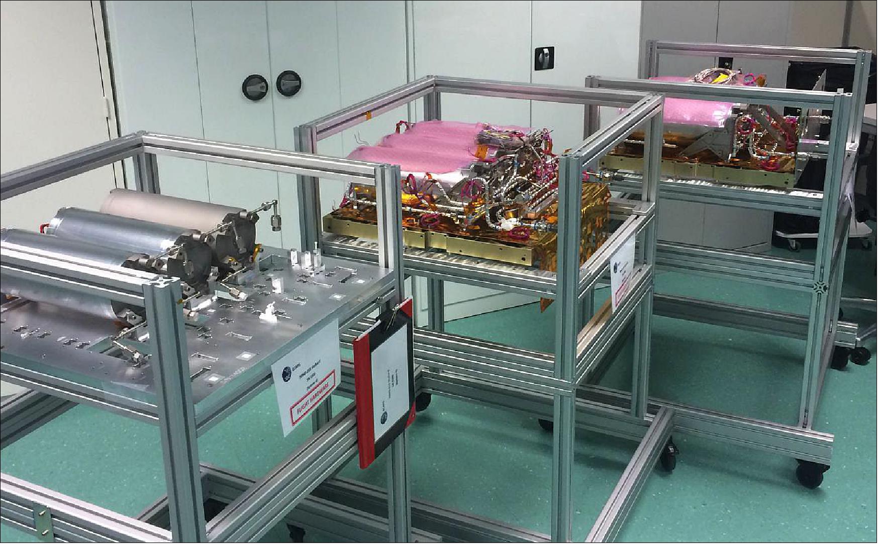 Figure 44: Photo of multiple SkySat HPGP systems in various stages of production (image credit: ECAPS/SSC)