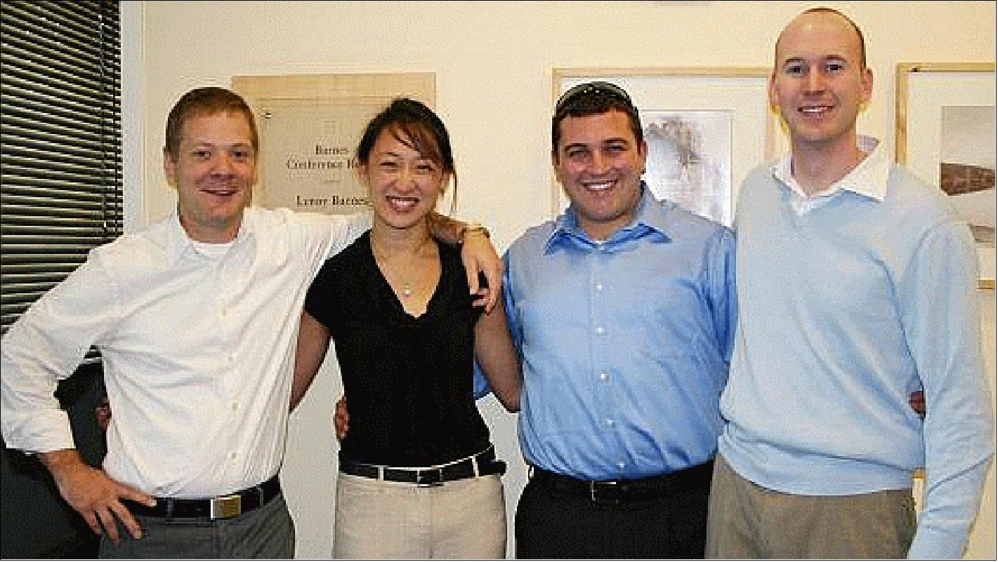 Figure 1: The co-founders of Skybox Imaging (left to right): Dan Berkenstock, Ching-Yu Hu, Julian Mann and John Fenwick (image credit: Skybox Imaging) 6)