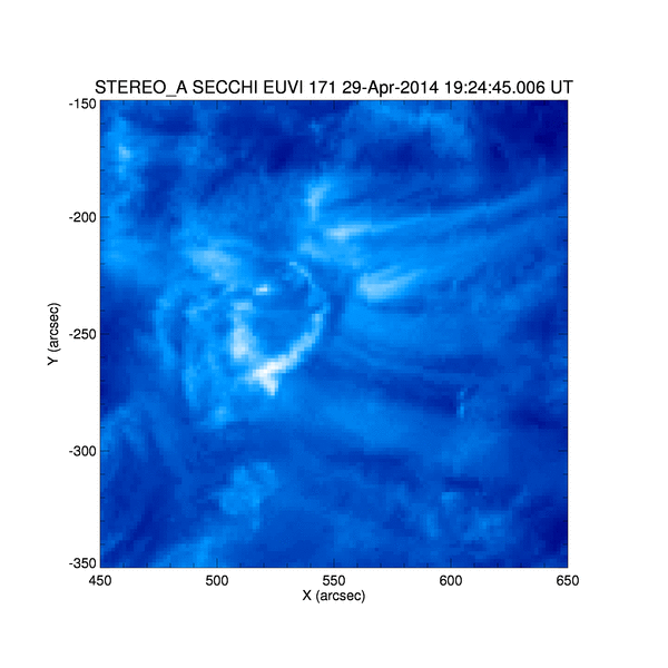 Figure 24: The flare from 29 April, 2014 as seen by the instrument SECCHI/EUVI on board STEREO at a wavelength of 171 Å (image credit: NASA/MPS)